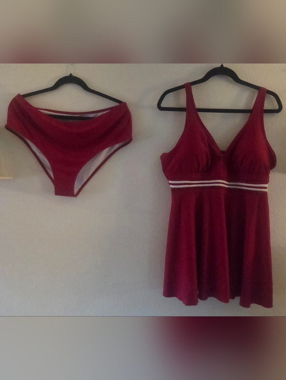 Red Two-Piece Swimdress Set